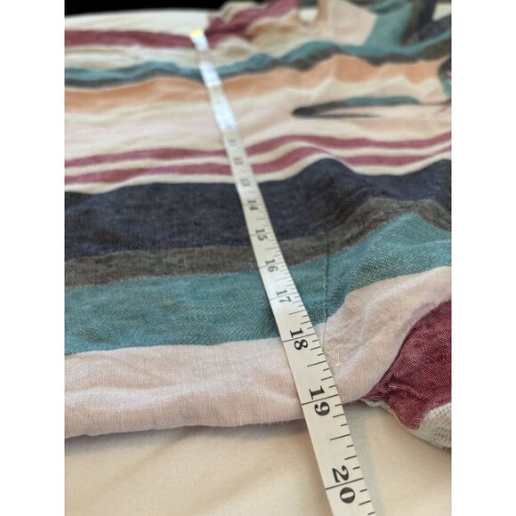 J.Crew Ruffle Sleeve Top In Mixed Striped Linen Size 6 Coastal Flutter Sleeve - Picture 6 of 7